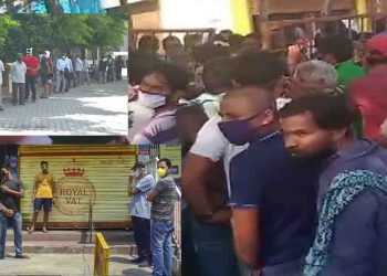 लॉकडाउन में मिली छूट तो शराब के लिए टूट पड़े लोग, सोशल डिस्टेंसिंग ठेंगे पर