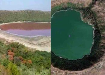 अचानक लाल हुआ लोनार झील का पानी, वैज्ञानिक हैरान, देखने उमड़ी भीड़