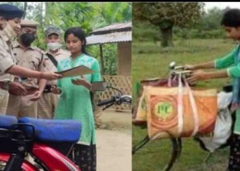 घर चलाने के लिये बच्ची साइकिल से बेचने लगी सब्जी, पसीजा पुलिस का दिल, गिफ्ट कर दी मोपेड