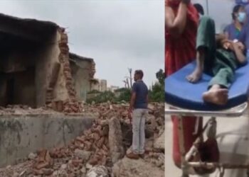 पटना में अलबर्ट एक्का बिल्डिंग का एक हिस्सा गिरा, एक बच्चे क मौत, 2 घायल