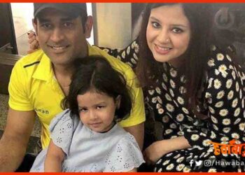 Dhoni, Dhoin with her doughter, Dhoni, Shakshi,